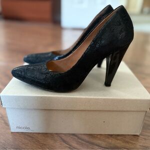 Nicole Black Lace Women's Heels size 8.5 M